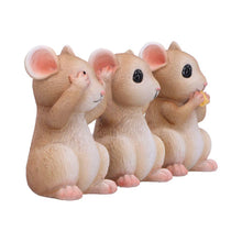 Load image into Gallery viewer, Three Wise Mice Figurines Ornaments Hear No See No Speak No Evil Cute Decor
