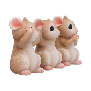Three Wise Mice Figurines Ornaments Hear No See No Speak No Evil Cute Decor