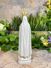 Load image into Gallery viewer, Resin Statue of Our Lady of Fatima, Religious Figure with Golden Accents, Elegant Virgin Mary Sculpture, Spiritual Christian Decor
