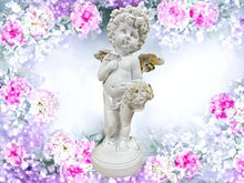 Charger l&#39;image dans la galerie, Elegant Cherub with Golden Rose Basket Statue, Artisanal Cherub Sculpture, Heavenly Floral Decor, Angelic Figurine, Unique Handcrafted Gift-OsirisTradingUK
