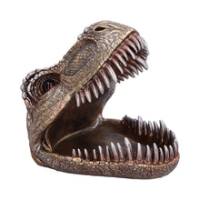 Laden Sie das Bild in den Galerie-Viewer, T-Rex Skull Trinket Dish Metallic Dinosaur Head Bowl Jurassic Fossil Decor Gift
