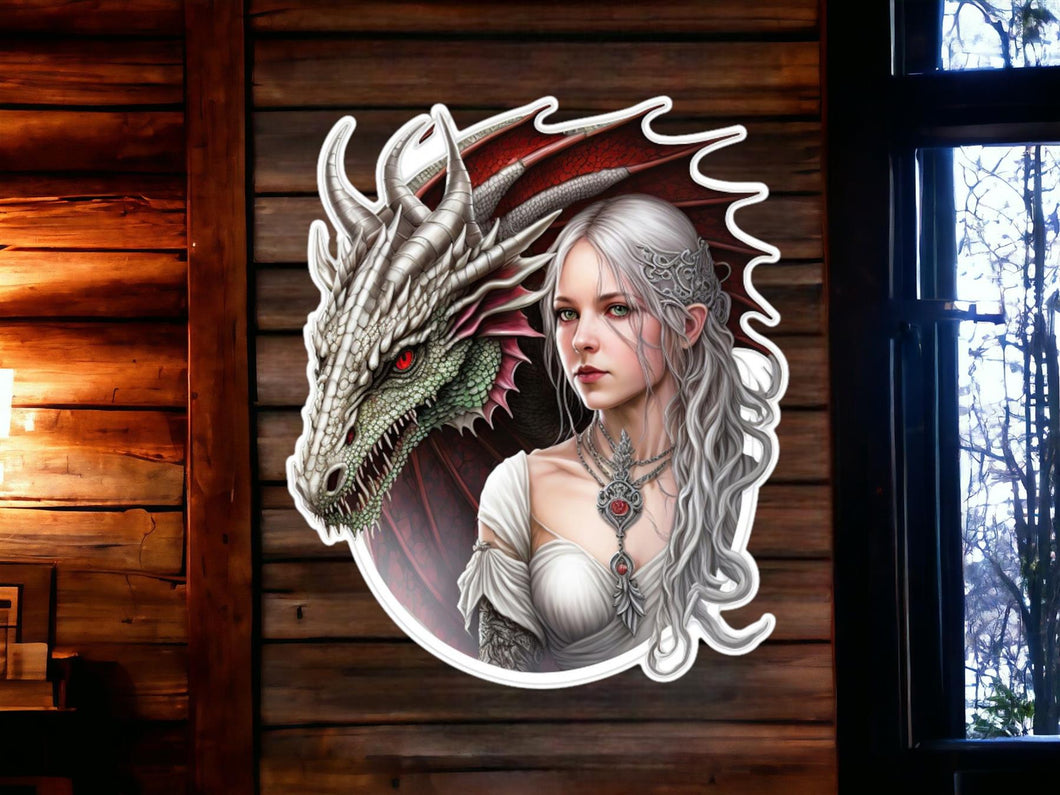 Enchanting Dragon Guardian & Elven Maiden Metal Wall Art – Mystical Fantasy Decor, Majestic Dragon Collectible, Enchanted Realm Home Accent