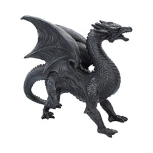 Laden Sie das Bild in den Galerie-Viewer, Dragon Watcher Obsidian Statue Dark Fantasy Decor Gothic Collectible Figurine Art
