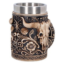 Load image into Gallery viewer, Bull Skull Tankard Western Cowboy Mug Gothic Barware Collectible Drinkware
