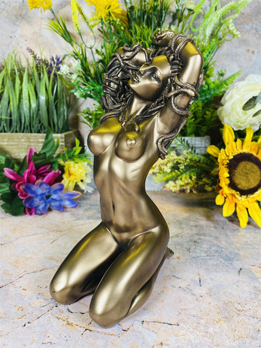 Exquisite Bronze Effect Medusa Sculpture - 21 cm Tall - Greek Mythology Artwork-OsirisTradingUK