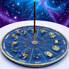 Load image into Gallery viewer, Astrology Zodiac Wheel Incense Burner Horoscope Holder Witchcraft Home Decor

