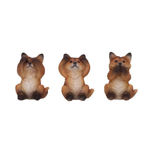 Three Wise Fox Figurines Set Hear See Speak No Evil statue Wisdom Ornaments