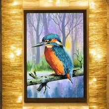 Load image into Gallery viewer, &quot;Kingfisher by the Lake Ceramic Art Tile 30x20 cm - Wall Hanging Home Decor - Ready to Hang - Bird Lovers Gift&quot;
