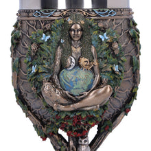 Load image into Gallery viewer, Mother Earth Goblet Pagan Goddess Chalice Wiccan tree Of Life Stainless Insert
