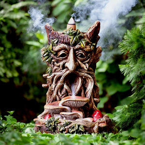 Tree Spirit Backflow Incense Burner Mystical Green Man Ornament Fantasy Figurine