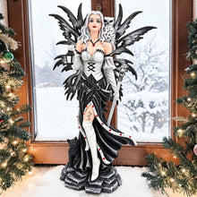 Load image into Gallery viewer, Gothic Winter Fairy Figurine Owl Black Cat Lantern Fantasy Statue Resin 31cm
