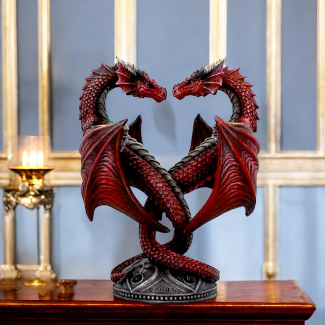 Romantic Gothic Candle Holder by Anne Stokes | Hand-Painted Dragon Design | 23cm Resin Statue