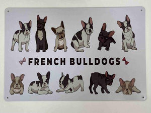 Quirky French Bulldogs Poses Metal Sign - Bring Some Fun to Your Space Wall Metal Art House Warming Gift-OsirisTradingUK