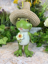 Load image into Gallery viewer, Hilarious Resin Frog with Sombrero: Quirky 21.5-inch Garden Ornament for Fun-Loving Spaces-OsirisTradingUK
