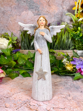 Load image into Gallery viewer, Glittering Guardian Angel Resin Figurine, Sparkling Angelic Statue, Protector and Guide, Spiritual Home Decor, Blessing Gift-OsirisTradingUK
