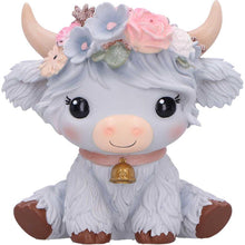 Load image into Gallery viewer, Moo Crew Magnolia Grey Flower Cow Figurine Ornament Cute Farmhouse Decor
