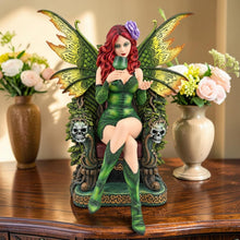 Load image into Gallery viewer, Gothic Emerald Fairy Statue Figurine Green Fantasy Throne Sculpture 46cm
