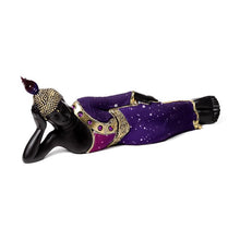 Laden Sie das Bild in den Galerie-Viewer, Reclining Thai Buddha Figurine | Black &amp; Purple Zen Statue | 40cm Resin Home Decor
