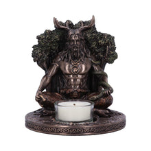 Laden Sie das Bild in den Galerie-Viewer, Cernunnos Celtic God Bronze Tealight Holder | Pagan Decor | Handcrafted Resin 13.5cm
