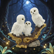 Load image into Gallery viewer, Snowy Owl Family Wildlife Resin Sculpture Woodland Nature Ornament Gift 17.5cm
