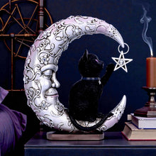 Laden Sie das Bild in den Galerie-Viewer, Celestial Moon and Cat Statue Enchanted Lunar Feline Ornament Witchy Decor
