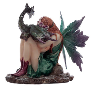 Enchanting Fairy with Dragon Figurine - Fantasy Ornament Home Decor Statue 12cm