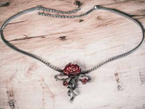 Elegant Aphrodite Tiara Hoop Necklace - Metal Hand Fasting Ceremony Choker with Rose Detail, Romantic Bridal Headpiece, Enchanting Jewellery-OsirisTradingUK