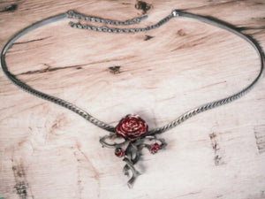 Elegant Aphrodite Tiara Hoop Necklace - Metal Hand Fasting Ceremony Choker with Rose Detail, Romantic Bridal Headpiece, Enchanting Jewellery-OsirisTradingUK