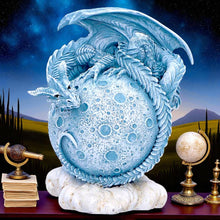 Load image into Gallery viewer, Lunar Moon Planet Fantasy Dragon Statue Gothic Celestial Figurine Mystical Art
