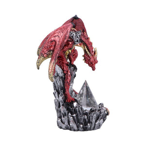 Mythical Red Dragon Figurine with Led Light Prism Crystal Gothic Guardian Statue