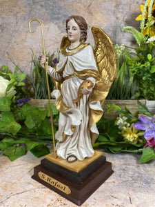 Archangel Raphael Resin Statue, Healing Angel Figurine, Patron Saint Sculpture, Spiritual Guardian Decor, Christian Art