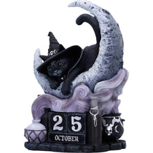 Load image into Gallery viewer, Gothic Black Cat Perpetual Calendar Witch Moon Halloween Wiccan Decor Art
