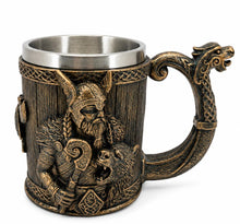 Laden Sie das Bild in den Galerie-Viewer, Viking Warrior Tankard Norse Wolf Dragon Beer Mug Medieval Celtic Gothic Gift
