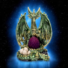 Load image into Gallery viewer, Metallic Dragon Figurine with LED Egg by Nemesis Now - Gothic Fantasy Decor 19.5cm
