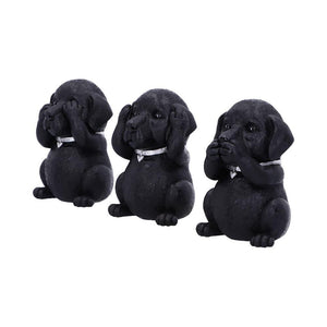 Black Labrador Puppies Three Wise Dog Figurines Pet Decor See No Evil ornament
