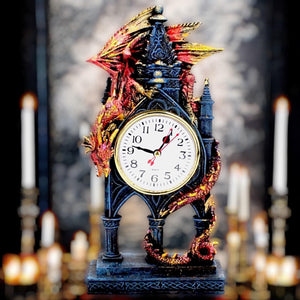 Gothic Red Dragon Clock Medieval Fantasy Timepiece Halloween Horror Home Decor