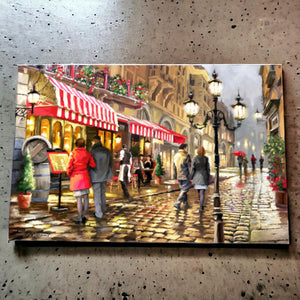 Macneil Studios EVENING CAFE Ceramic Wall Art Tile 30x20cm | Cityscape Painting Decor