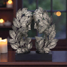 Load image into Gallery viewer, Silver Leaf Couple Face Statue Abstract Romantic Sculpture Decorative Art Figurine
