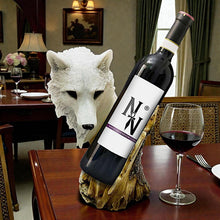 Laden Sie das Bild in den Galerie-Viewer, Wolf Head Wine Holder Fantasy Gothic Home Decor Animal Sculpture Wine Rack
