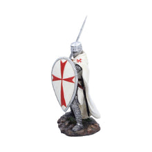 Laden Sie das Bild in den Galerie-Viewer, White Templar Knight Statue Figurine Ornament Medieval Crusader Sword Shield
