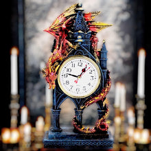 Load image into Gallery viewer, Gothic Red Dragon Clock Medieval Fantasy Timepiece Halloween Horror Home Decor
