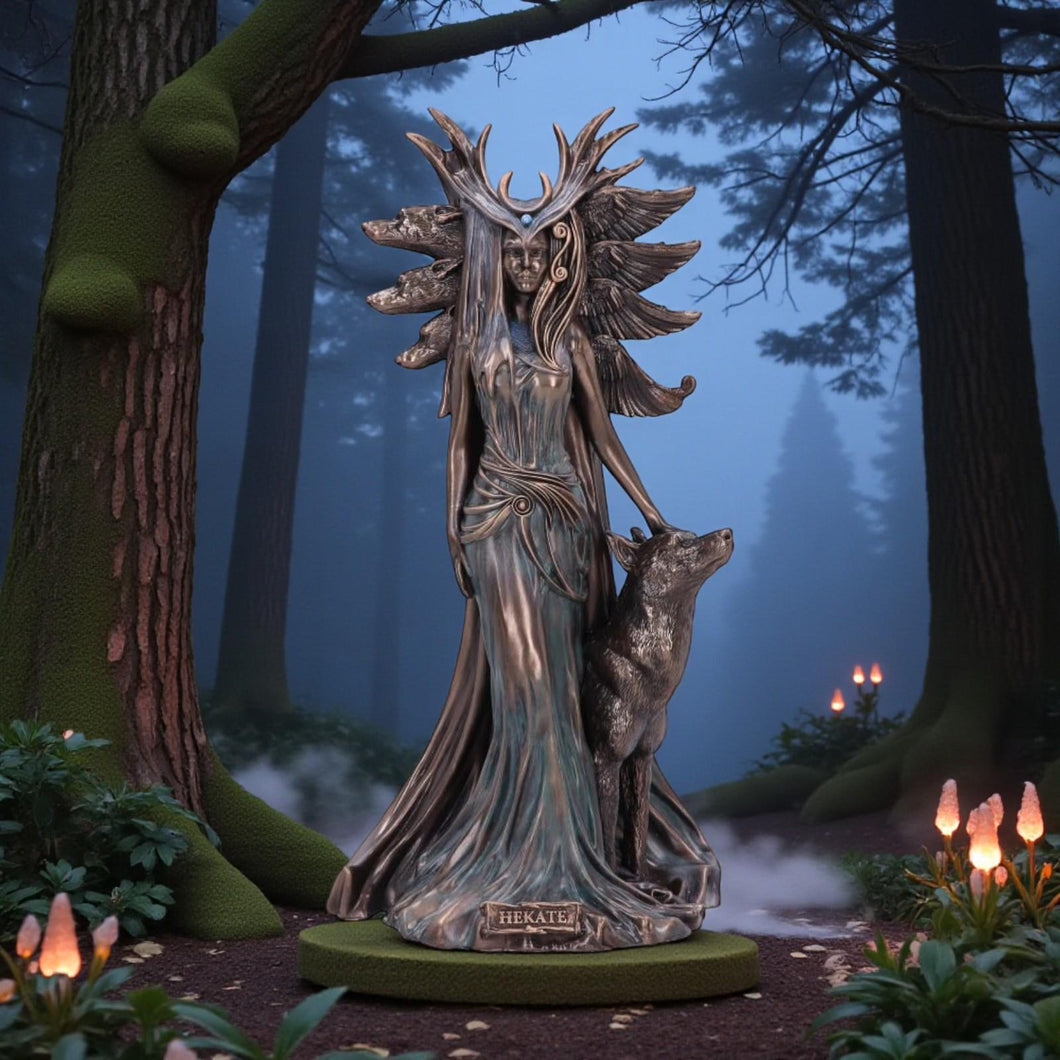 Hekate Goddess Statue Greek Mythology Figurine Triple Moon Deity Pagan Wiccan Ornament