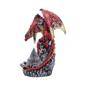 Mythical Red Dragon Figurine with Led Light Prism Crystal Gothic Guardian Statue