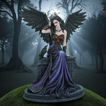Load image into Gallery viewer, Gothic Dark Angel Figurine with Crown Raven Resin Statue Fantasy Ornament 31cm
