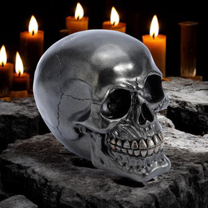 Occult Black Skull Sculpture - Gothic Halloween Home Decor Ornament
