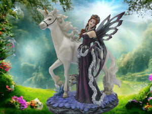 Enchanted Realm Elegance Statue - Resplendent Fairy and Unicorn Duo, Graceful Fantasy Resin Sculpture, Home Accent Piece-OsirisTradingUK