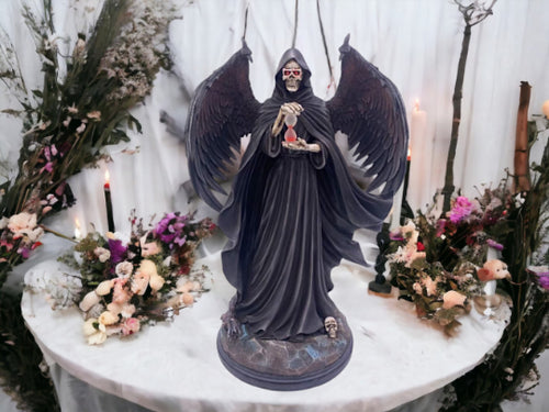 Ominous Angel of Death Statue - Spectral Reaper with Wings - Gothic Art Figure - Mysterious Dark Decor - Supernatural Guardian Sculpture-OsirisTradingUK