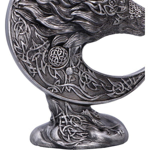 Celtic Crescent Wolf and Moon Ornament Knotwork Sculpture ancient symbolism