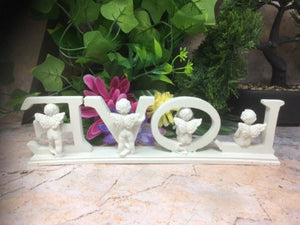 Cherub LOVE Lettering Statue | Angelic Resin Home Decor | Romantic Mantlepiece Accent | Boxed Cherubim Display | Valentine&#39;s Day Gift-OsirisTradingUK