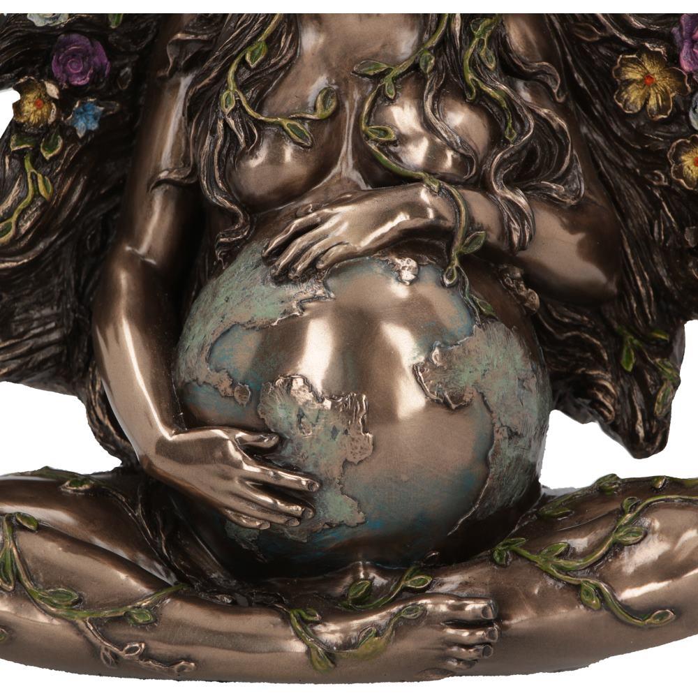 Gaea Mother Earth Goddess Bronze Figurine Pagan Wiccan Nature Spirit Statue